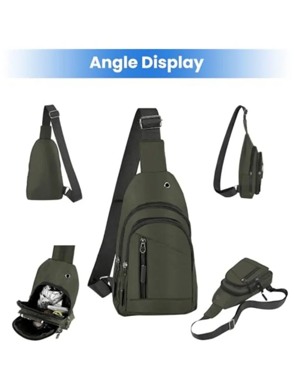 Olive Green Sling Bag Crossbody Chest Pack Lightweight Travel Shoulder Backpack